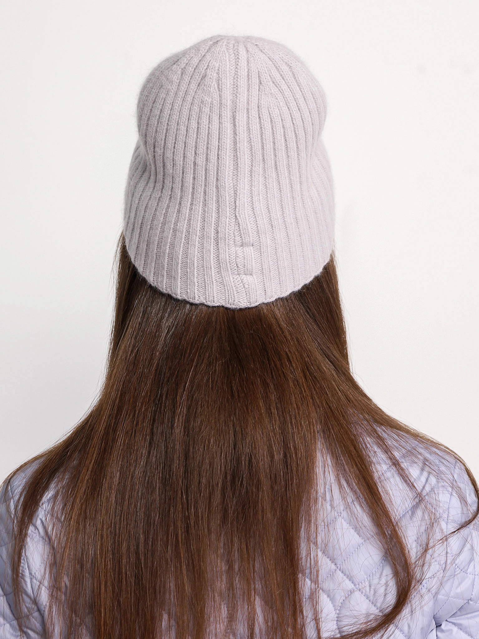 Шапка-бини двойная серого цвета